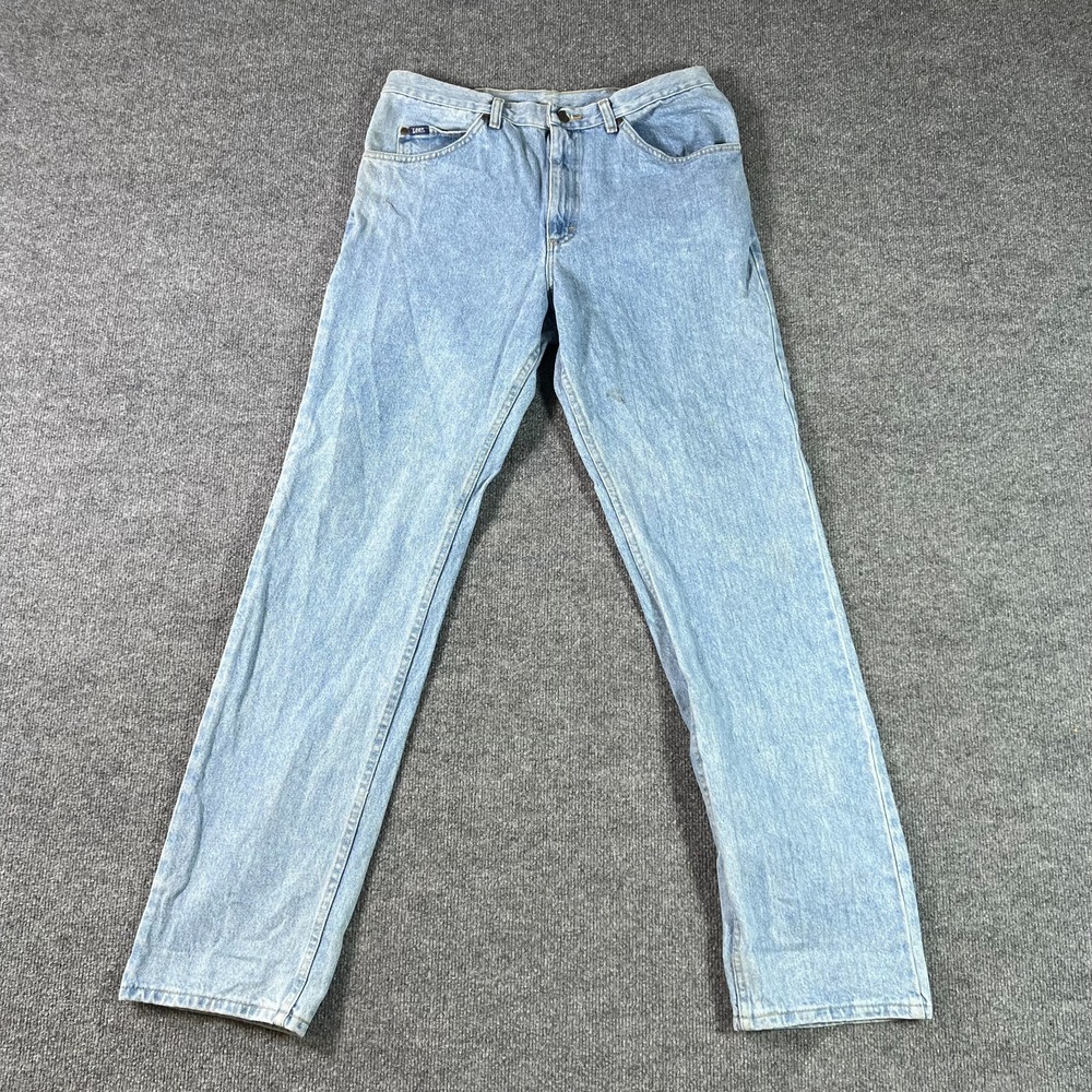 Vintage Lee Jeans Mens 36x34 Blue Denim Light Wash Regular Straight Leg Everyday